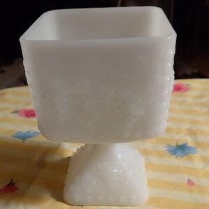 Anchor Hocking White Milk Glass Pedestal Bowl
